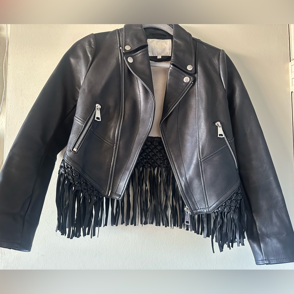 Maje Black Jacket with Fringe - RARE